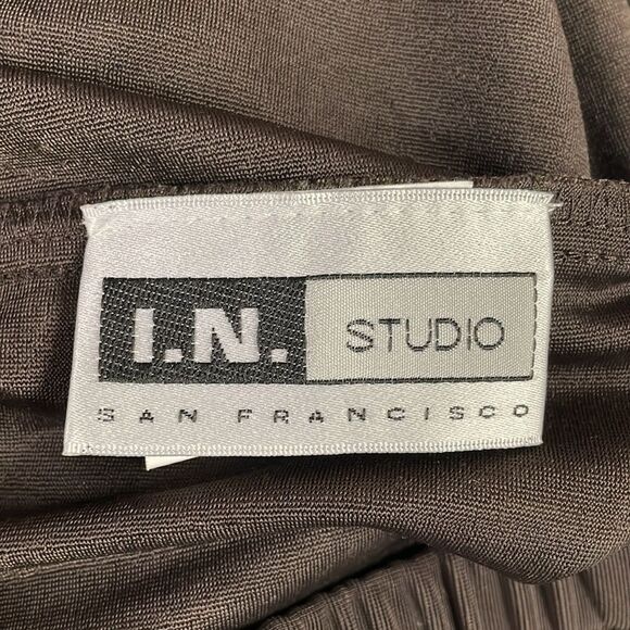 I.N. STUDIO Ladies Elastic Waist Stretch Dress Wider Leg Pants Size XL Brown - Picture 6 of 7